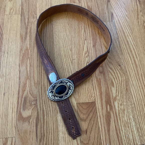 Leegin Vintage “Silver Creek Collection” Leather Belt Made in USA - Picture 4 of 13